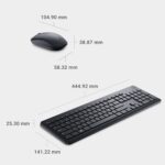 Dell Wireless Keyboard and Mouse - KM3322W, Wireless - 2.4GHz, Optical LED Sensor, Mechanical Scroll, Anti-Fade Plunger Keys, 6 Multimedia Keys, Tilt Leg – Black - Image 9