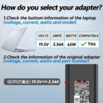 Electrokaart Dell 5W Laptop Charger for DELL Latitude E5470 7480 7490 E7250 3300 3380 5280 5480 5490 E5440 E5470 E6540 E7440 E7450 E7250 E6440 E6430 7290 5490 5590 5290 19.5V 3.34A AC Adapter (with Power Cable) - Image 4