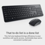 Dell Wireless Keyboard and Mouse - KM3322W, Wireless - 2.4GHz, Optical LED Sensor, Mechanical Scroll, Anti-Fade Plunger Keys, 6 Multimedia Keys, Tilt Leg – Black - Image 4
