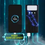 30000 mAh Fast Charging Power Bank With 10 Charging Ports & Emergency Light (PB21) - Image 4