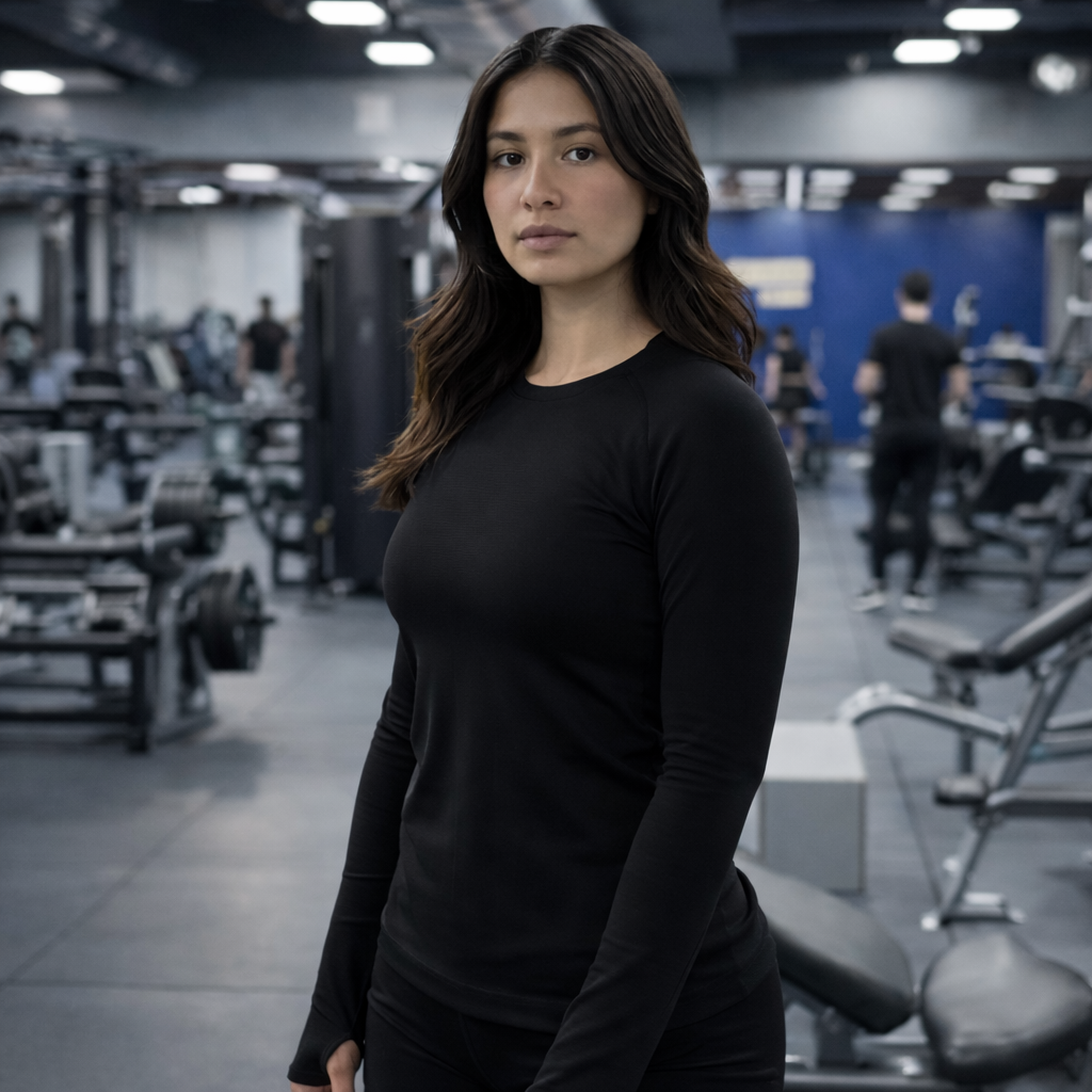 gym Endorph Activewear BLACK Gym T shirt for Women | Slim Fit Gym Tshirts Women | Gym Tshirt Woman with Thumbholes | Cotton Gym Top Wear for Women | Sports Tshirt for Women Dri Fit - Image 1